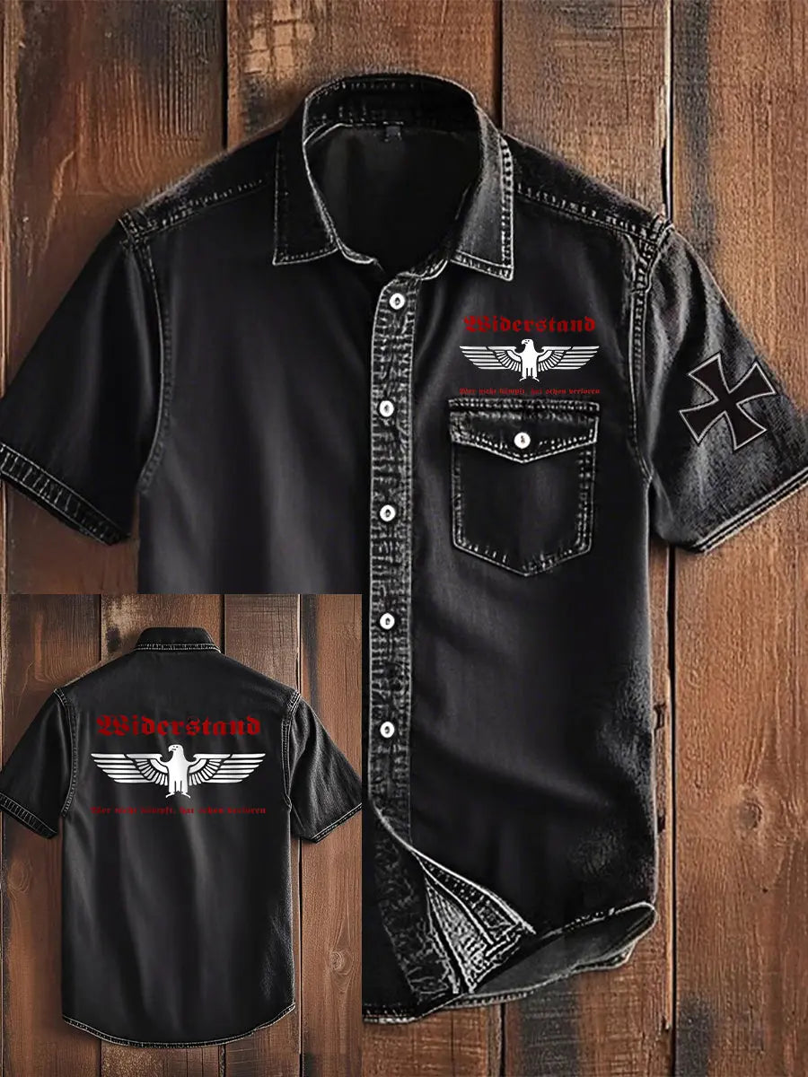 Herren Wider stand wer nicht kämpft Hut verloren bedrucktes Kurzarm-Shirt