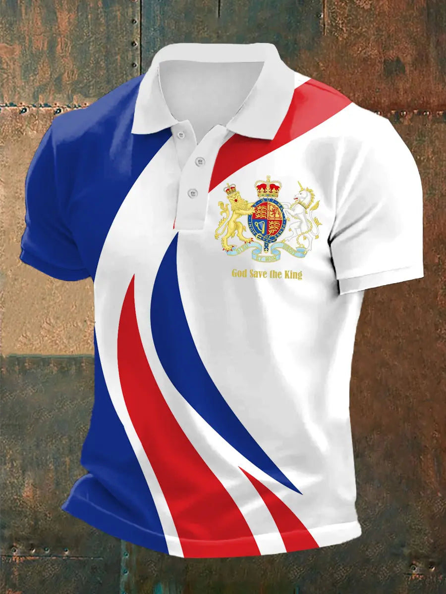à manches courtes Armoiries Royales Dieu Sauve Le Roi pour homme