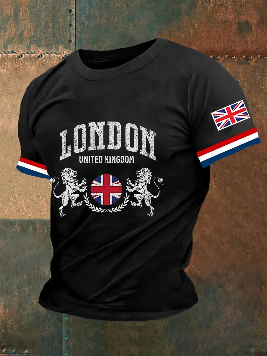 Men's England Flag Printed Short Sleeve T-shirt