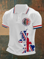 Men's England Flag Printed Short Sleeve POLO T-shirt