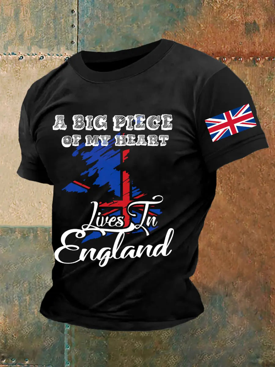 Men's England Print Casual Tee
