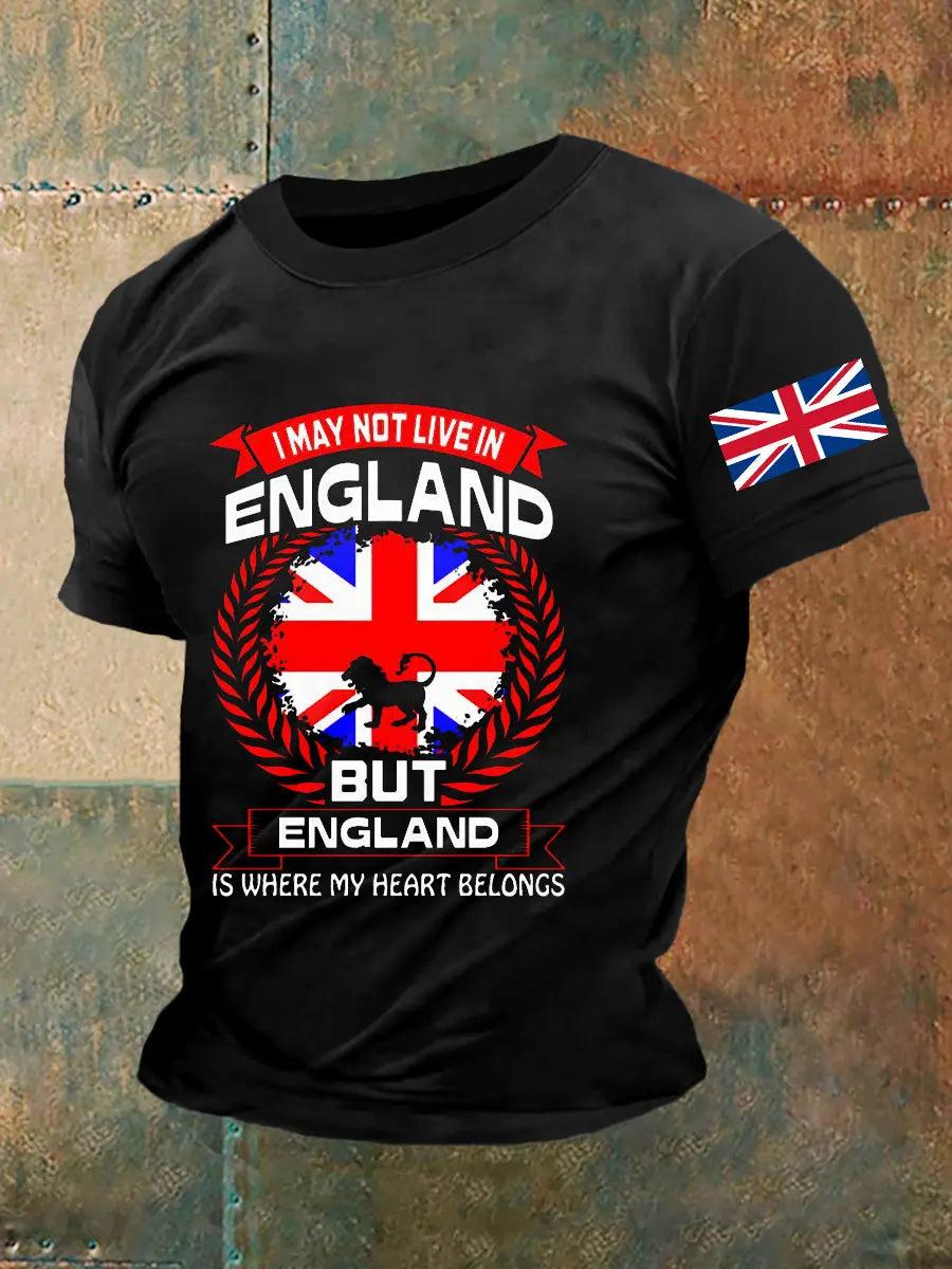 Men's England Print Casual Tee