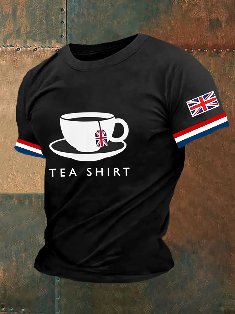 Men's England Flag Tea Shirt Printed Short Sleeve T-shirt