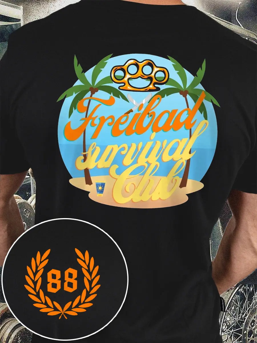 Männer Sonne und Nummer - bedrucktes Kurzarm-T-Shirt