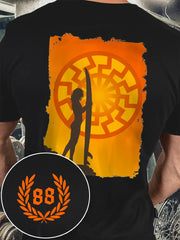 Männer Sonne und Nummer bedrucktes Kurzarm-T-Shirt