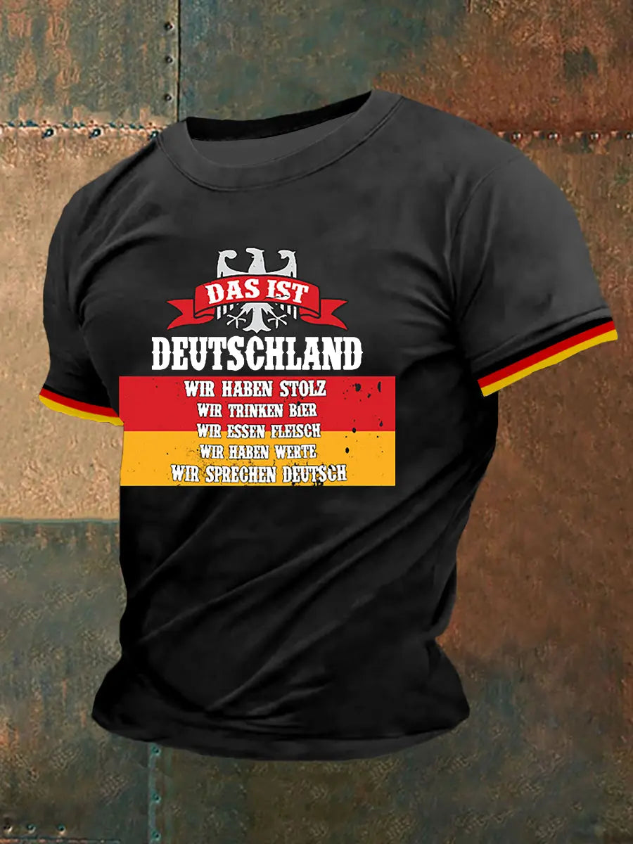 Herren Das Ist Deutschland Wir Haben Stolz Wir Trinken Bier Wir Essen Fleisch Kurzarm T-Shirt