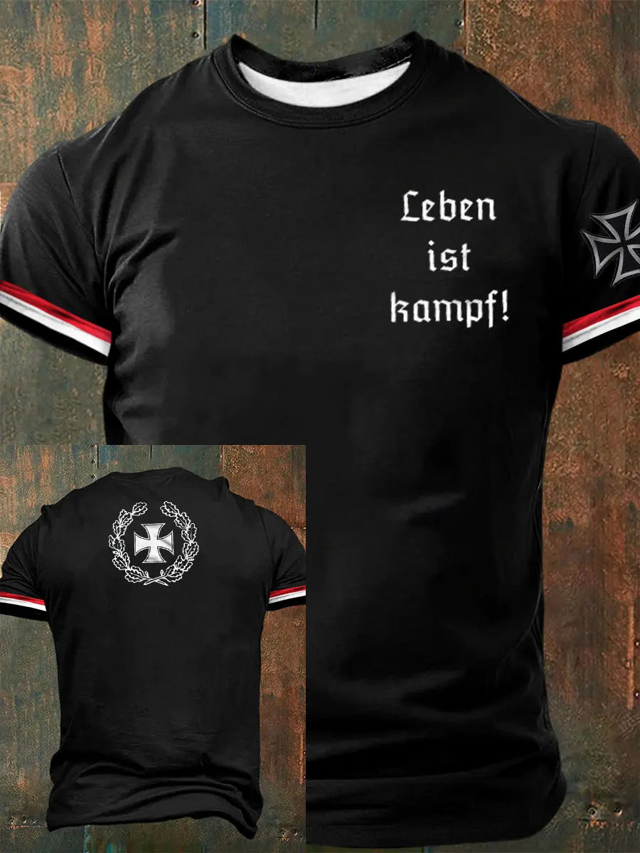Herren Leben ist Kampf bedrucktes Kurzarm-T-Shirt