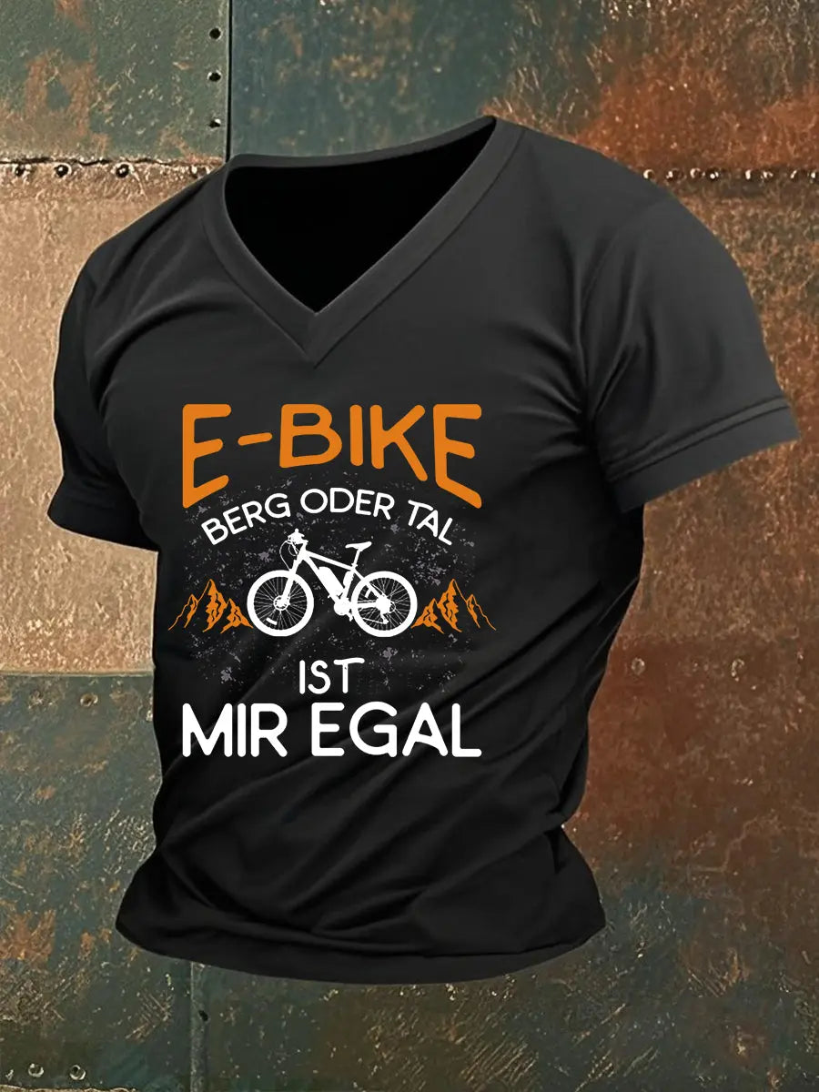 Herren E-Bike Berg Oder Tal Ist Mir Egal Bedrucktes Kurzarm-T-Shirt