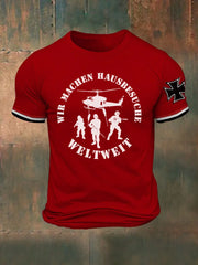 Herren Wir Machen Hausbesuche Weltweit bedrucktes T-Shirt