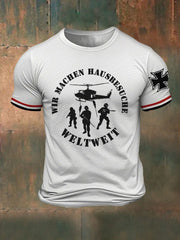 Herren Wir Machen Hausbesuche Weltweit bedrucktes T-Shirt