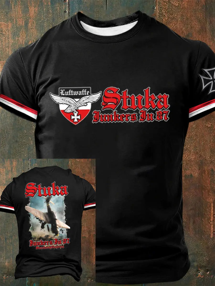 Stuka bedrucktes Kurzarm-T-Shirt für Männer