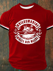 Männer Wölfe der Meere bedrucktes Kurzarm-T-Shirt