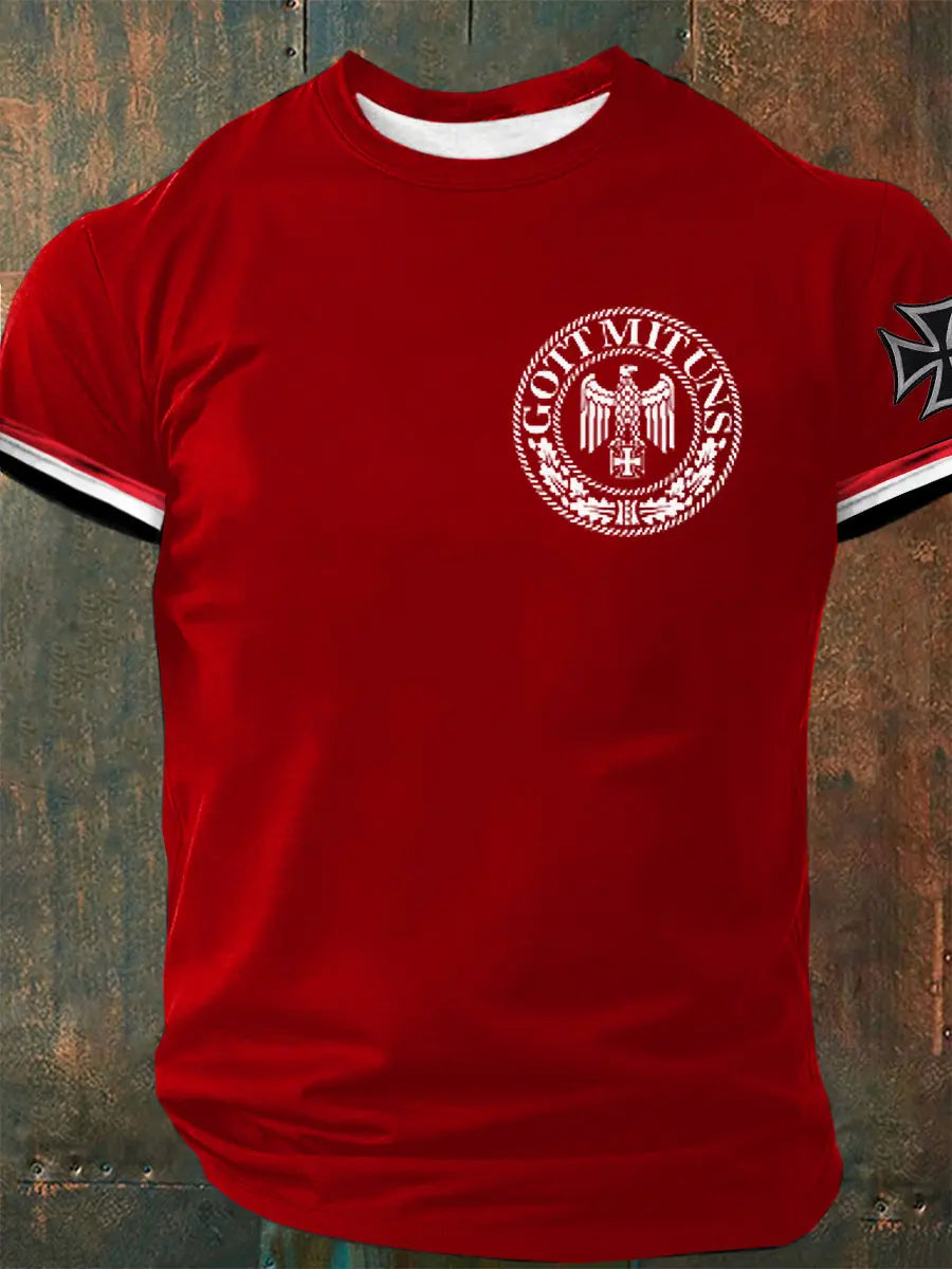 Herren Gott mit uns bedrucktes Kurzarm-T-Shirt