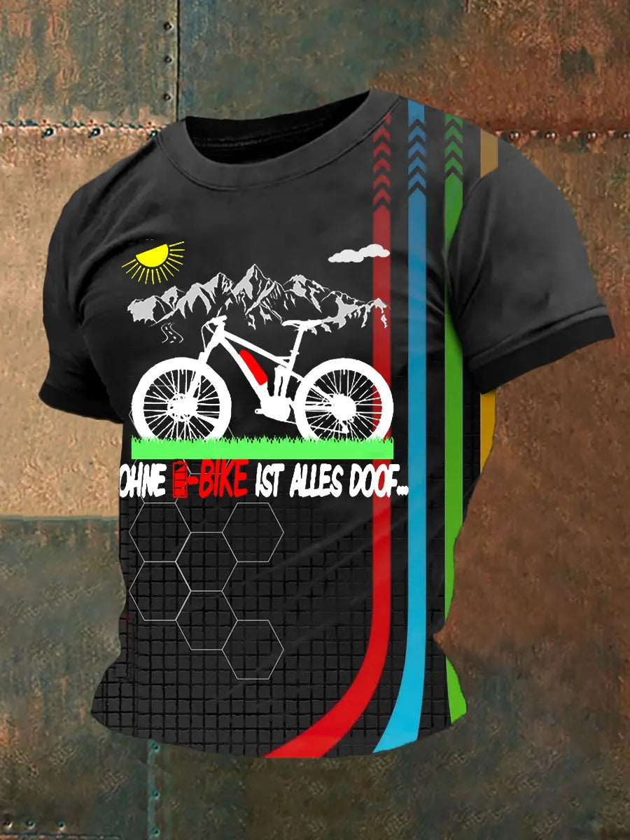 Herren Ohne E-Bike Ist Alles Doof T-Shirt mit kurzen Ärmeln
