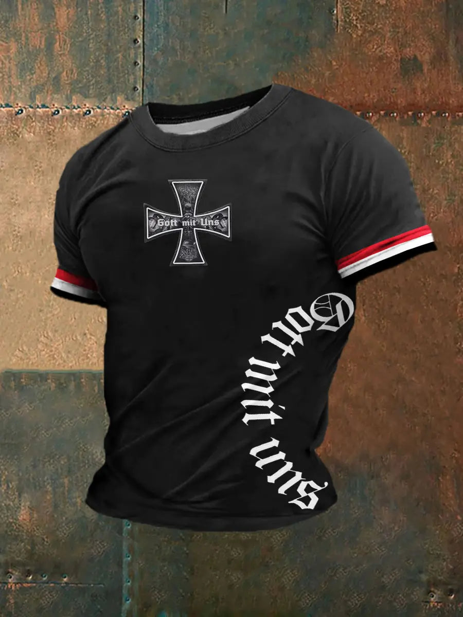Herren Gott mit uns bedrucktes Kurzarm-T-Shirt