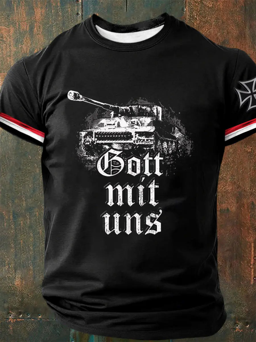 Herren Gott mit uns bedrucktes Kurzarm-T-Shirt