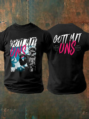 Herren Gott mit uns bedrucktes Kurzarm-T-Shirt