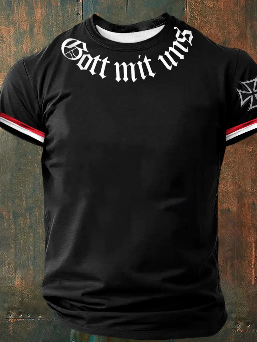 Herren Gott mit uns bedrucktes Kurzarm-T-Shirt