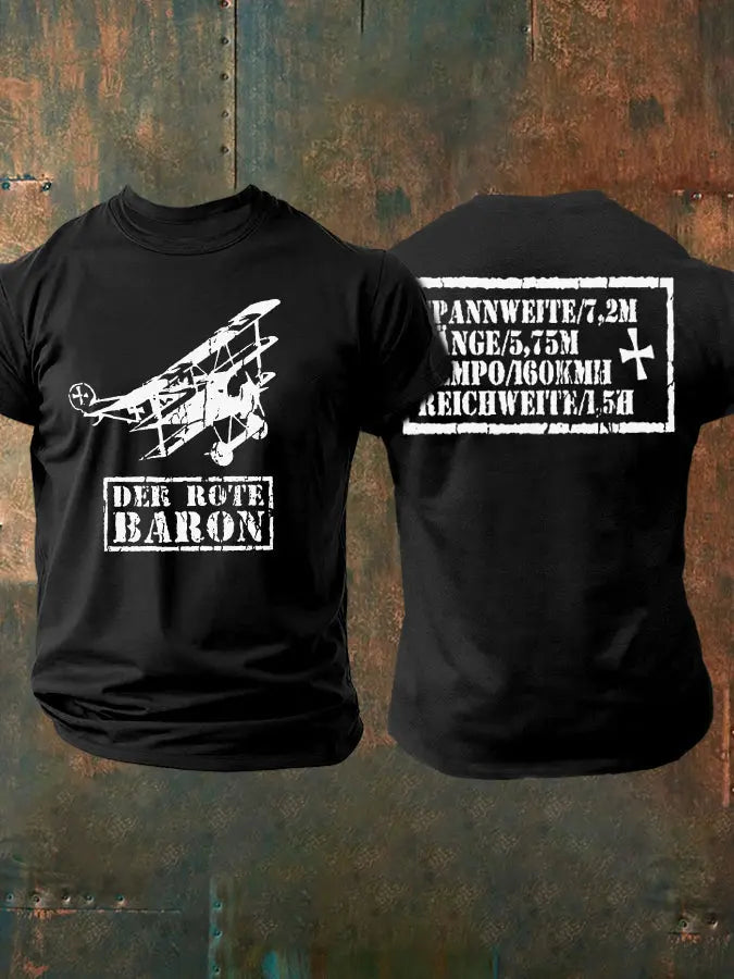 Herren Der Rote Baron Tshirt Richhofen Wort krieg Deutsches Reich T-Shirt