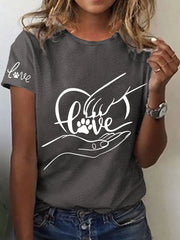 Damen-Pfote und hand bedrucktes lässiges T-Shirt