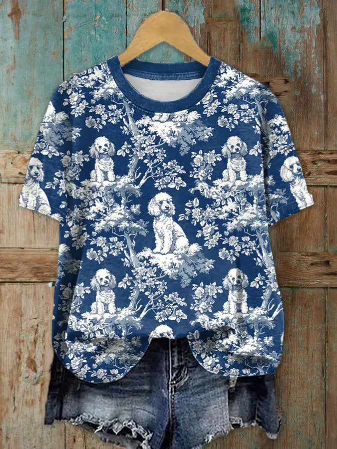 Damen-T-Shirts mit Pudel druck