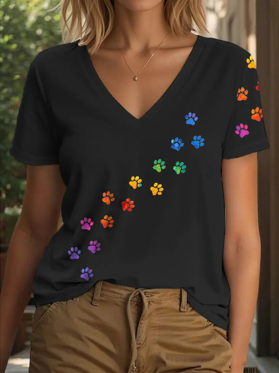 Frauen bunte Paw T-Shirt