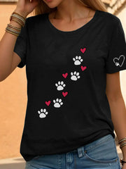 Frauen Liebe Herz Hund Pfote T-Shirt
