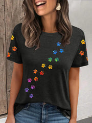 Frauen bunte Hunde Pfote T-Shirt