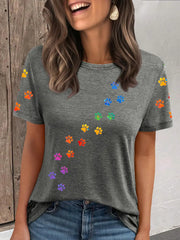 Frauen bunte Hunde Pfote T-Shirt