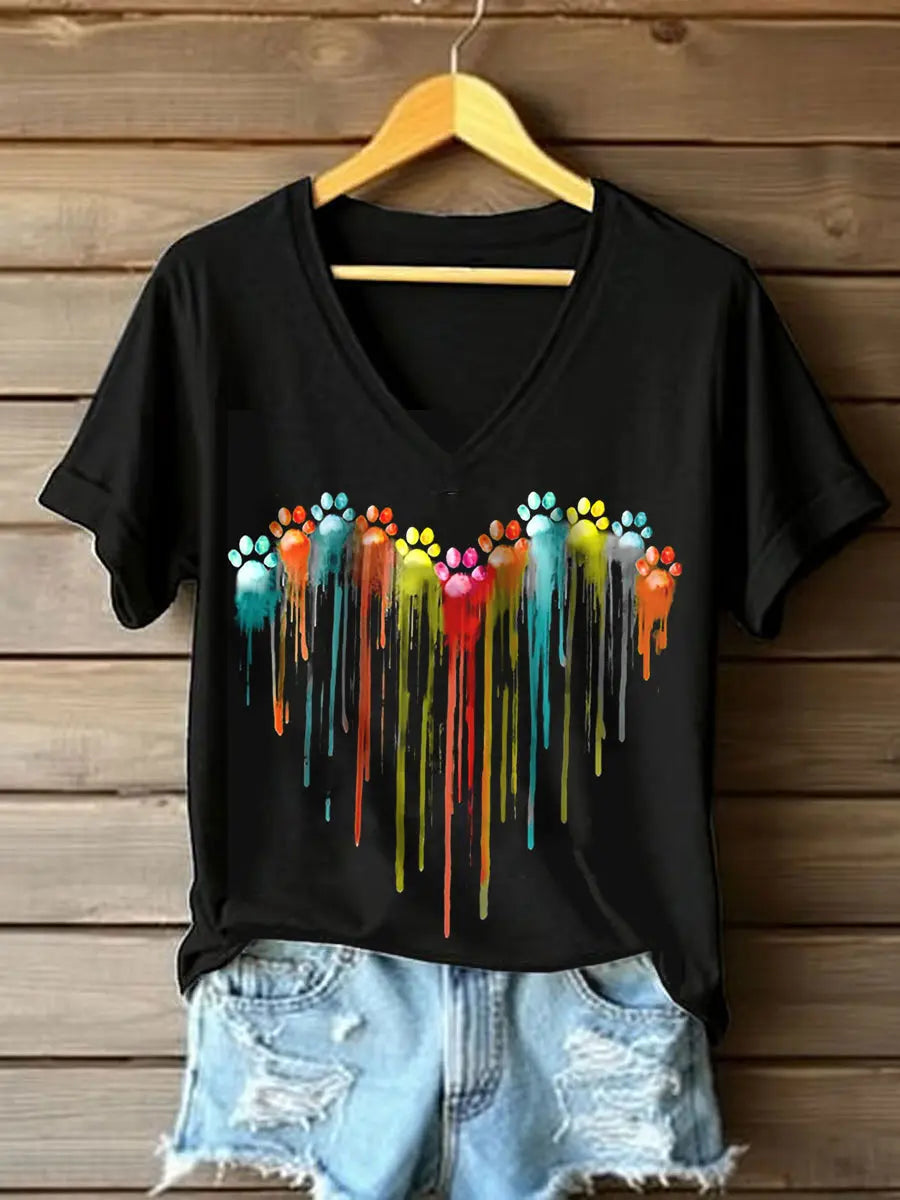 Frauen bunte Paw T-Shirt