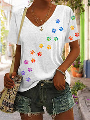 Frauen bunte Paw T-Shirt