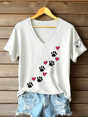 Frauen Liebe Herz Hund Pfote T-Shirt