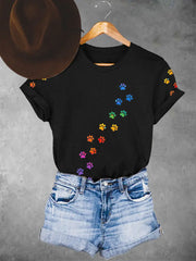 Frauen bunte T-Shirts mit Tier pfoten druck