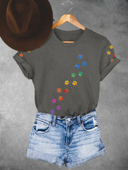 Frauen bunte T-Shirts mit Tier pfoten druck