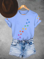 Frauen bunte T-Shirts mit Tier pfoten druck