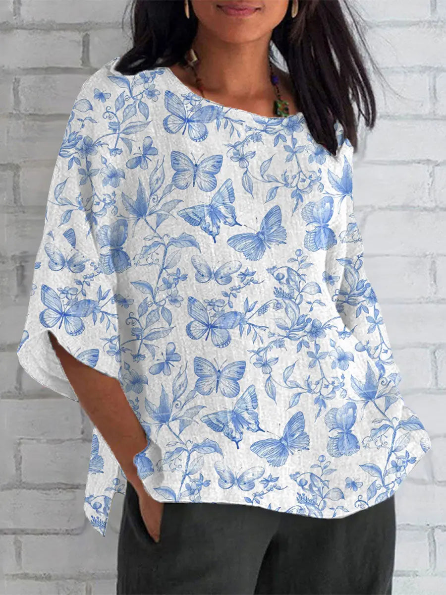 Frauen Schmetterling Print Casual T-Shirt