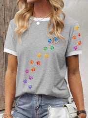 Frauen bunte Hunde Pfote T-Shirt
