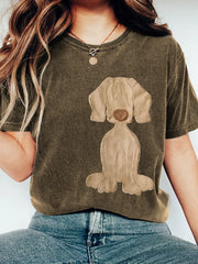 Frauen reizender Hund Patchwork Kunst Vintage T-Shirt