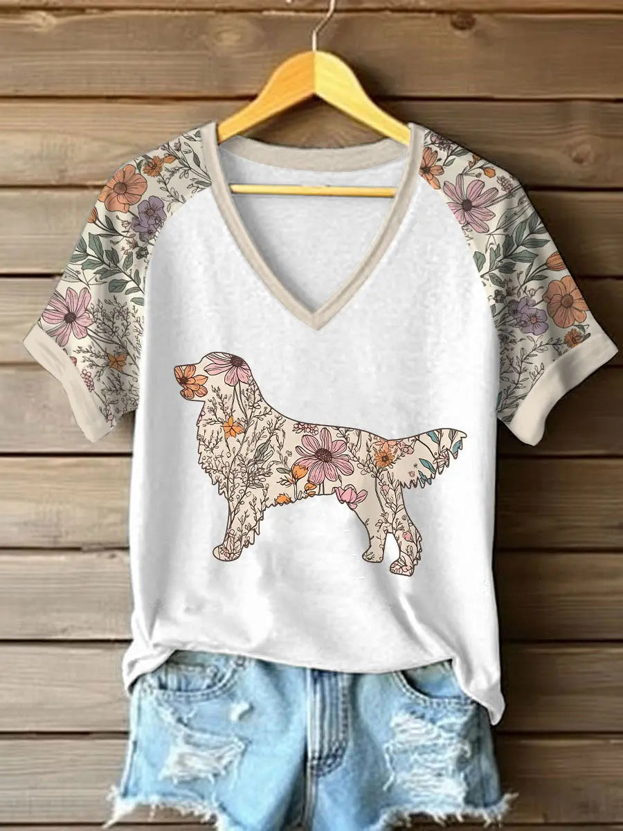 Damen Golden Retriever bedrucktes lässiges T-Shirt