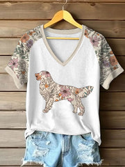 Damen Golden Retriever bedrucktes lässiges T-Shirt