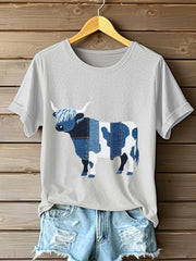 Damen-Jeans-Highland-Kuh-T-Shirt