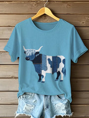 Damen-Jeans-Highland-Kuh-T-Shirt