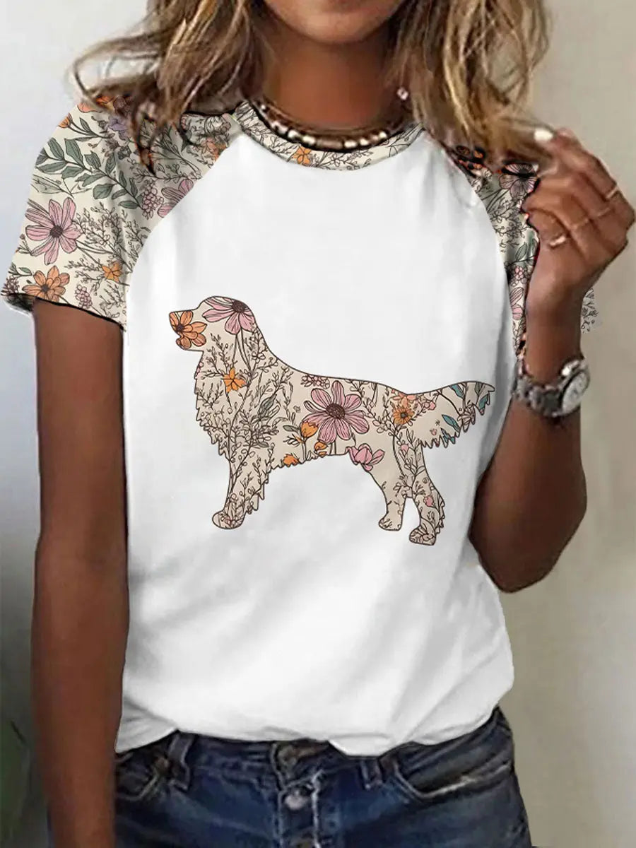 Damen Golden Retriever bedrucktes lässiges T-Shirt