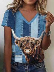 Damen-Jeans-Highland-Kuh-T-Shirt