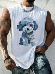 Herren niedliches Hunde muster Patchwork Art Tank Top