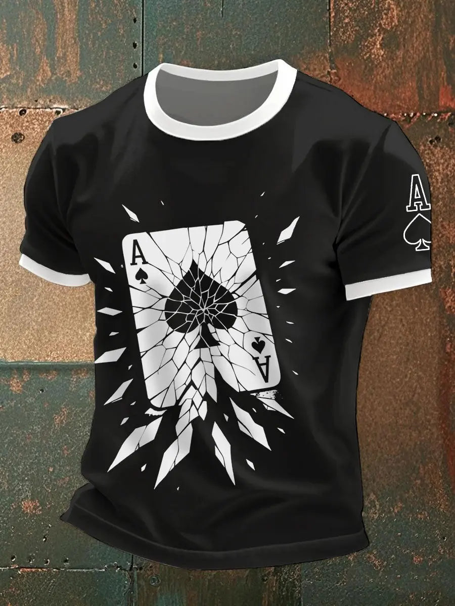 Männer geknackte Ass von Pik T-Shirts