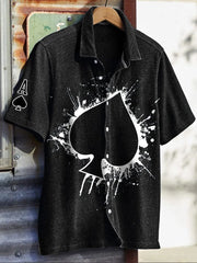 Herren Texas Hold'em Spade A Print Freizeit hemden