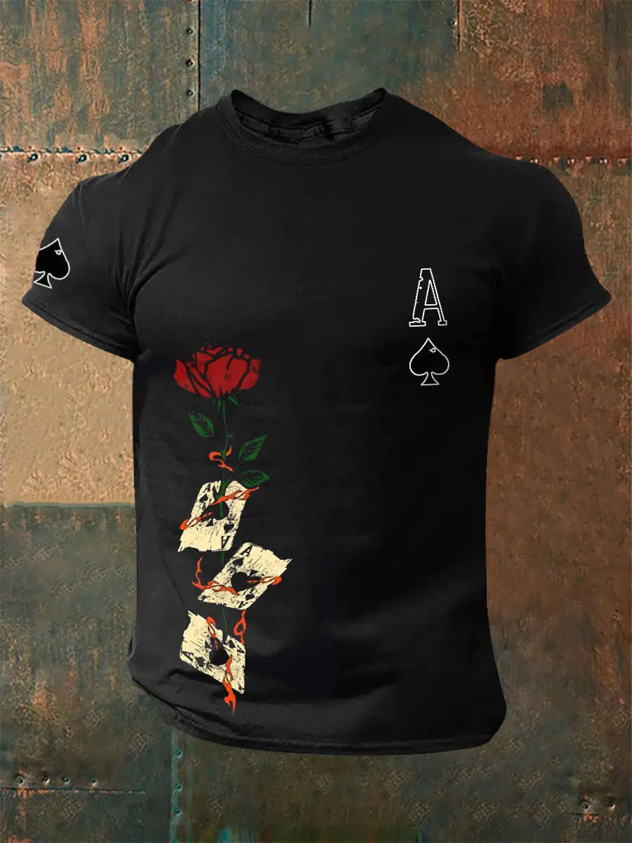 Herren Rose Poker Ace of Pik T-Shirts
