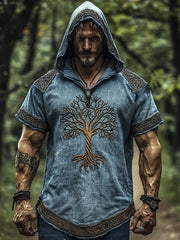 Herren-T-Shirt mit Kapuze im Wikinger-Stil