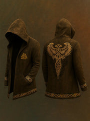 Herren Strickjacke mit Kapuze im Viking-Stil